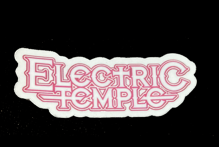 Electric Temple Red/White Logo - Clear Sticker 3"x1"