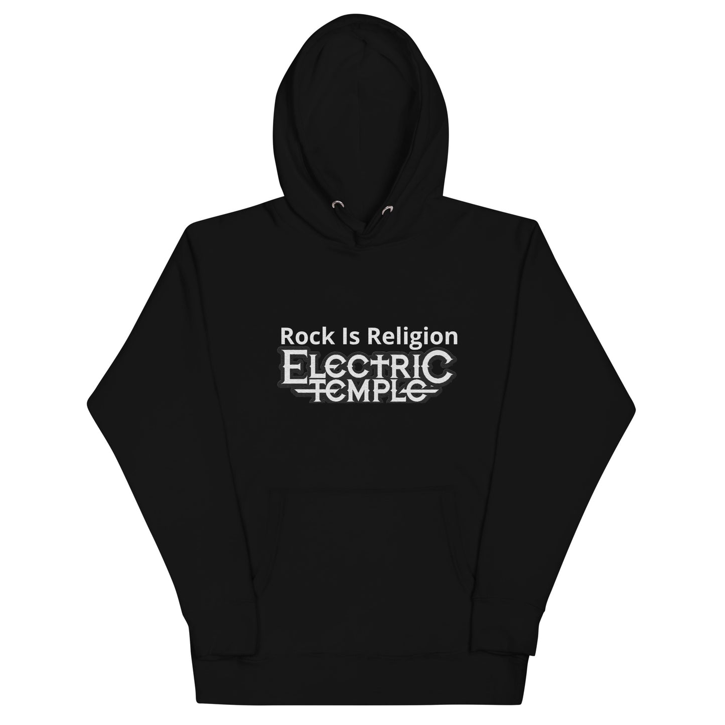 Rock is Religion Hoodie with Electric Temple logo