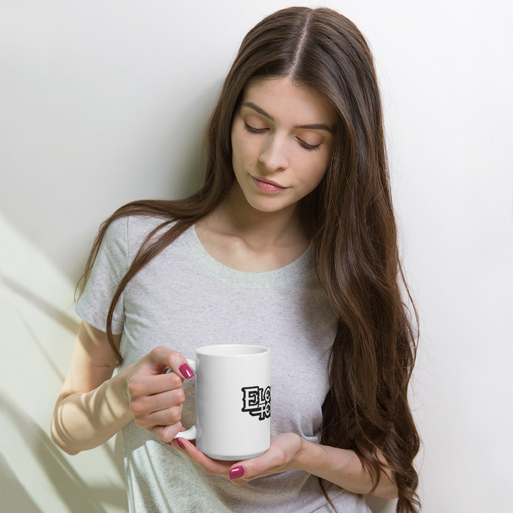 Electric Temple White glossy logo mug